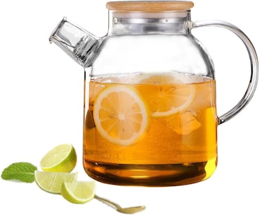 Glass Teapot, Stovetop &amp; Microwave Safe Heat Resistant Glass Borosilicate Teapot, Glass Kettle with Removable Filter Spout for Loose Leaf Tea &amp; Blooming Tea