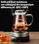 750ML Clear Tea Kettle with One Button Press to Filter the Tea Soup Glass Teapot with Removable Tea Infuser Loose Leaf Tea Maker Gift-Square Pot