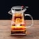 750ML Clear Tea Kettle with One Button Press to Filter the Tea Soup Glass Teapot with Removable Tea Infuser Loose Leaf Tea Maker Gift-Square Pot
