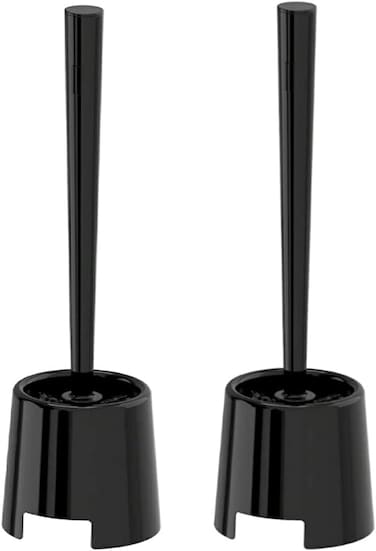 Pulmen Toilet Brush with Holder, Black (Pack of 2)