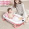Baby Foldable Bath Tub with Bathmat Cushion &amp; Thermometer, Portable Baby Bathtub with Drain Hole, Shower Basin with Non-Slip Support Leg for 0-6 Years Boy Girl (Pink)