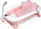 Baby Foldable Bath Tub with Bathmat Cushion &amp; Thermometer, Portable Baby Bathtub with Drain Hole, Shower Basin with Non-Slip Support Leg for 0-6 Years Boy Girl (Pink)