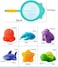 7Pcs Baby Bath Toys Toddler Bathtub Toys Water Spraying Floating Animals Shark Fishing Water Beach Toys Swimming Pool Toys for Babies Kids