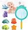 7Pcs Baby Bath Toys Toddler Bathtub Toys Water Spraying Floating Animals Shark Fishing Water Beach Toys Swimming Pool Toys for Babies Kids