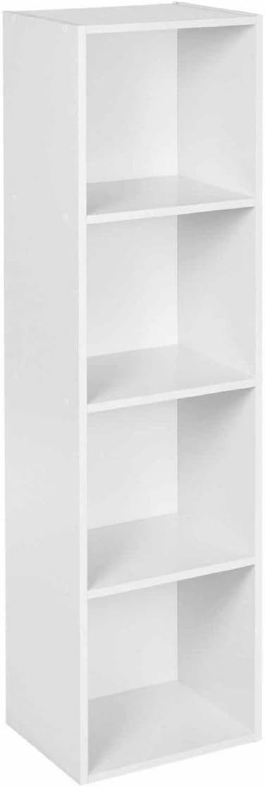 Tier Wooden Bookcase Shelving Display Storage Shelf Unit Wood Shelves (White, 4 Shelf)