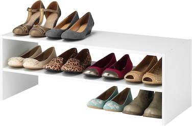 Stackable 31&quot; Extra Wide 2-Shelf Storage Organizer, White