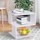modern square 2 tier wooden side table - white w40 x h43 x d40