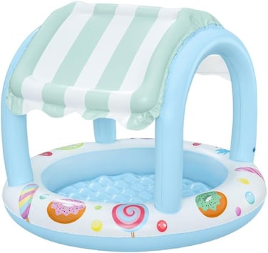 Inflatable Sweet Shop Paddling Pool, Kids, Toddler Outdoor Garden Paddling Pool with Shade, Canopy Baby Pool, Ages 2+, 1.04m x 84cm