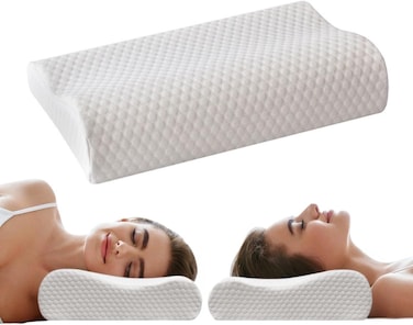 Radiotronics Memory Foam Cervical Pillow, Ergonomic Bed Pillow for Neck Pain Relief, Contour Orthopedic Pillow for Side, Back