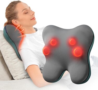 Back Massager with Heat, EZBack Corded Neck Massager for Pain Relief, Deep Tissue Kneading Electric Massage Pillow for Shoulder,Back,Legs