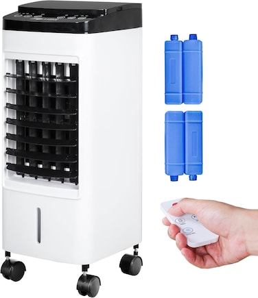 3-in-1 Evaporative Cooler, 4 Modes/3 Speeds, Timer, LED Display, Remote Control, Windowless Air Conditioner, Portable AC Unit with 4 Wheels