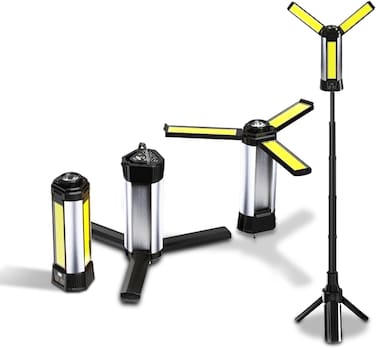 Rechargeable LED Camping Light: 270&deg; Foldable Rotatable Work Light Outdoor - Waterproof &amp; Adjustable Brightness for Camping/Repai/Emergency