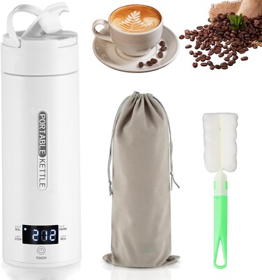 Portable Electric Kettle for Travel, 500ML Water Boiler Tea Kettle with 4 Variable Presets, 316 Stainless Steel, Auto Shut Off &amp; Boil Dry Protection, for Coffee Milk Tea