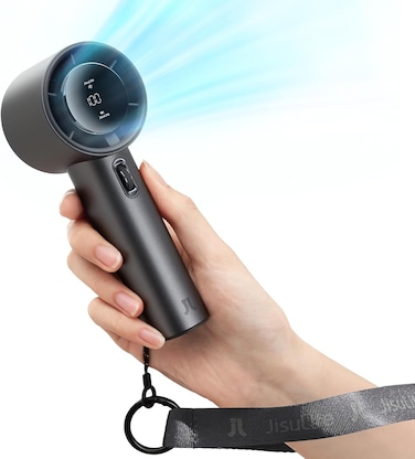 Portable Handheld Fan, Speed (1-100) Adjustable Turbo Mini Fan,5000mAh Battery Rechargeable Personal Fan with Metal Body, For Women Men Travel/Camping/Outdoor-Grey