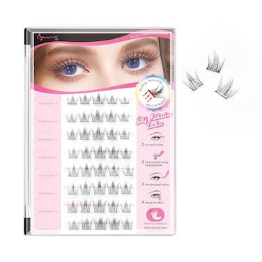 Pre Glued Cluster Lashes Self Adhesive Eyelashes 40 Pcs C Curl Reusable Single Eyelashes No Glue Needed Lash Pre-bond Eyelashes Application ONLY 1 STEP 11-13mm (Peacock Plume)