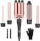 Curling Wand Set, 5-IN-1 Hair Curler Iron, Professional Curling Wand Set, with Heat Protective Glove &amp; 2 Clips (D)