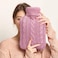 Hot Water Bottle with Cover Knitted, Transparent Hot Water Bag 2 Liter - Pink