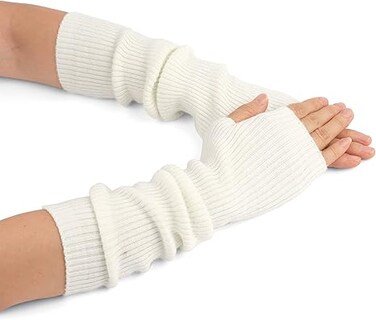 Cashmere Blended Arm Warmer Winter Fingerless Gloves Knit Mitten Gloves Wrist Warmer with Thumb Hole for Women