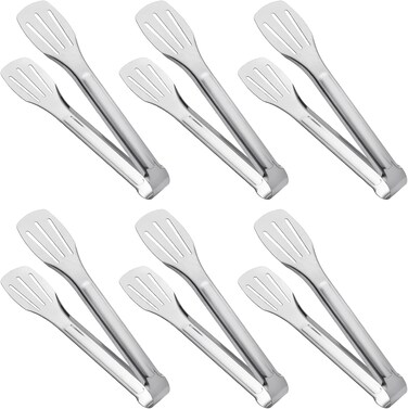 Serving Tongs Kitchen Tongs, Buffet Tongs, Stainless Steel Food Tong Serving Tong,7 inch（6 Pack)