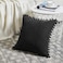Pack of 2 Black Decorative Throw Pillow Covers with Pom-poms, Soft Corduroy Solid Square Cushion Cases Set for Couch Sofa Bedroom Car Living Room (18x18 Inch/45x45 cm, Black)