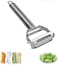 Stainless Steel 2 in 1 Julienne Vegetable Peeler Multi-Functional Fruit Vegetable Double Planing Cutter Potato Cucumber Carrot Melon Grater (Silver, 18 x 8.2 x 2.4 cm)