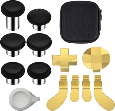 Radiotronics 13 in 1 Replacement Parts for Xbox Elite Series 2 Controller, 6 Swap Magnetic Thumbsticks, Custom kit for Xbox One Elite Series 2 Accessories (Gold)