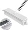 Cleaning Brush with Long Handle,2 in 1 Floor Scrub Brush Stiff Bristle Brush Scrubber with Squeegee,Shower Scrubber Kit for Bathroom,Kitchen,Deck(White)