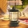 Camping Lantern Rechargeable USB Powered,Stepless Dimmer Metal Retro Camping Light Waterproof Hanging LED Vintage Tent Lamp for Outdoor,Hiking,Fishing and Picnic (Black)
