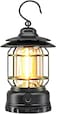 Camping Lantern Rechargeable USB Powered,Stepless Dimmer Metal Retro Camping Light Waterproof Hanging LED Vintage Tent Lamp for Outdoor,Hiking,Fishing and Picnic (Black)