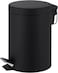 Innoteck Essentials Round Colour Coated Pedal Bin 3L Dustbin Size 26x17cm for Kitchen and bathroom, Matt Black, Powder Coated Steel, 3 Litre