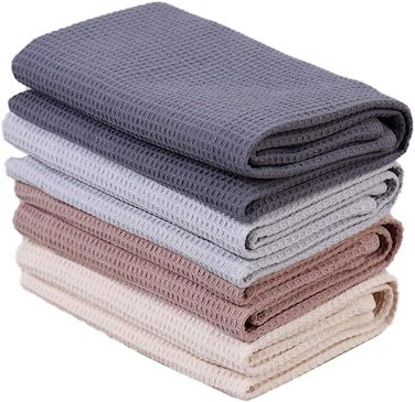 Dish Towels Set, 100% Cotton Waffle Weave Kitchen Towels 4 Pieces, Super Absorbent Kitchen Hand Dish Cloths for Drying and Cleaning (17 x 25 Inches, Set of 4)