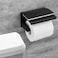 Matte Black Toilet Paper Holder Adhesive, 3M Toilet Paper Holder with Shelf, 3M Adhesive No Drill or Wall-Mounted with Screws for Bathroom