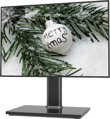 Universal TV Stand/Base Table Top TV Stand with Wall Mount for 27 to 60 inch 9 Level Height Adjustable, Heavy Duty Tempered Glass Base