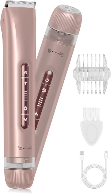 2-in-1 Electric Shaver &amp; Bikini Trimmer - Dual Head Body &amp; Facial Hair Remover, IPX7 Waterproof for Wet/Dry Use, Painless for Sensitive Areas