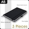 Notebook A5, Lined Pages, Black Hardcover, Writing Pad - 192 Page, 3 Pieces
