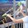 Telescopic Window Cleaner and Squeegee, 2 in 1 Glass Window Cleaning Squeegee Blade Wiper, Rotatable Window Mirror Cleaning Tools