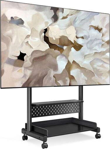 TV Stand with Wheels for 40 to 85 inch LED LCD Flat Screen, Corner TV Stand Mount with Storage, Peg Board &amp; Wooden Shelf TV Console