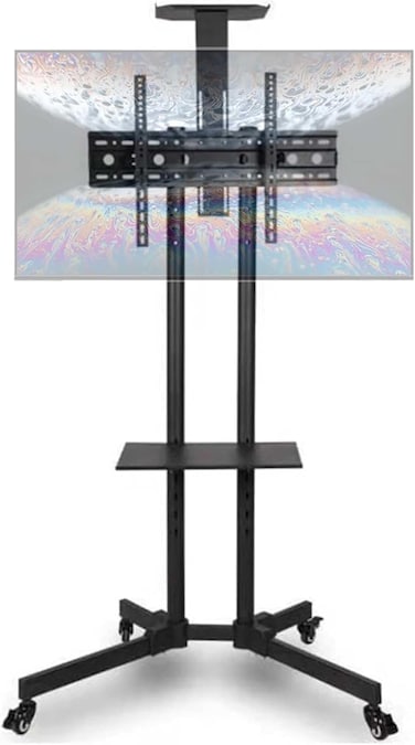 Moible TV Mount Stand Cart Trolley with Wheels, TV Stand Cart Mobile, Height Ajustable TV Stand Mount for 32&quot;-65&quot; HDR &amp; LCD TV Screens, Black (32-65in)
