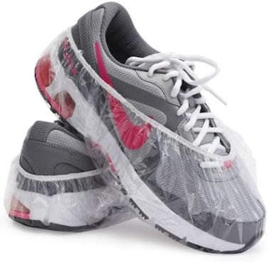 Disposable shoe covers waterproof anti-slip shoe boot cover one size fits most, clear transparent PE material, 50 pairs/pack