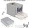 Large Cat Litter Box, Kitty Litter Box with Litter Cleaning Scoop Drawer Type Enclosed, Foldable Splash-Proof Cat Litter Box