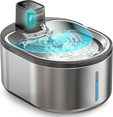 Radiotronics Battery-Operated Cat Water Fountain - 4L Wireless Stainless Steel With Motion Sensor, 3000mAh Cordless Bowl, Ultra Quiet, BPA-Free