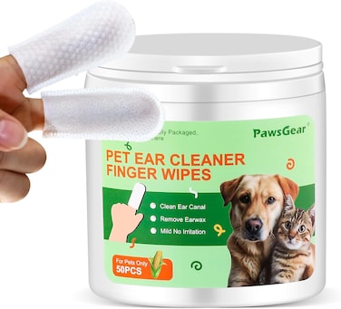 Ear Wipes for Dogs and Cats - Soothing Cleansing, Odor Removal, Natural Plant Extracts, 50 Count