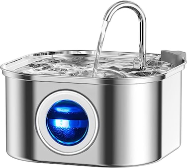 Cat Water Fountain,Stainless Steel Pet Fountain with Quiet Pump,3.2L/108oz Large Capacity Pet Water Dispenser Suitable for Indoor Use (A)