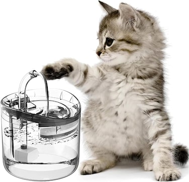 Cat Water Fountain, Dog Water Dispenser, Automatic Pet Drinking Fountain with Faucet Kits, 64oz/1.8L Super Quiet, Transparency