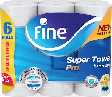 Kitchen Super Towel Pro, 6 Rolls 60 Sheets x 3 Ply Paper