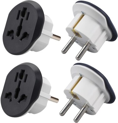 [4-Piece]Plug Converter, UAE, USA, EU, UK, AU, CN to KSA/EU/Germany Socket, Travel Adapter, Universal Socket Travel Adaptor