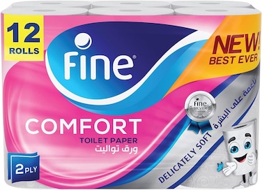 Comfort Toilet Tissues Paper 12 Rolls, 180 sheets x 2 Ply