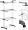 Clothes Drying Rack, Oversized 4-Tier(67.7" High) Foldable Stainless Steel Movable Drying Rack with 4 castors, 24 Drying Poles &amp; 14 Hooks for Bed Linen, Clothing, Grey