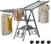 Carbon Steel Clothes Drying Rack, 3-Tier Clothes Drying Stand, Foldable Laundry Standing Dry Racks for Indoor Outdoor Use (180 cm)