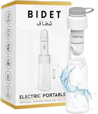 Premium Portable Bidet Shattaf - Electric Rechargeable Travel Shattaf for Toilet &amp; Personal Hygiene Cleaning Postpartum Care - شطاف المسافر - Travel Essentials